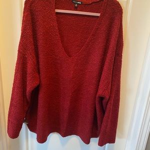 Red off the shoulder/vneck sweater